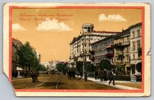 Krakowskie Przedmieście Warsaw Poland Postcard street scene Syrena Hotel trams picture