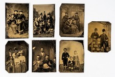 Group of 7 Antique Victorian Tintype Group/Family Portrait Photographs picture