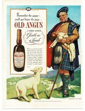1938 Old Angus Scotch Whisky Scotsman shepherd lamb art Vintage Print Ad 2 picture