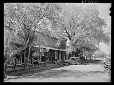 Photo:Mason City Nebraska 1930s Shady Side of Main Street Storefronts Cars picture