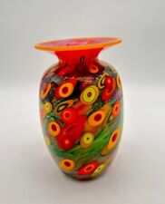 Mad Art Studio Hand Blown Glass Vase Millefiori Colorful Mixture Signed picture