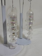 VTG RARE pair Silvestri  5-Tiered Nesting Glass Bells CRYSTAL Christmas Ornament picture
