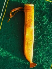 Vintage Finnish J Marttiini Rovaniemi Lapinleuku Knife Masur Birch Sheath MINT picture