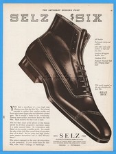 1921 SELZ $Six Leather SHOES Cherry Red 1920s Mens Fashion Style Footwear Ad picture