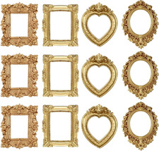 12 Pcs Vintage Miniature Gold Picture Frames for DIY Crafts and Decor picture