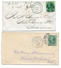 (2) 1880s Louisville KY Postmarks ~ Covers ~ To Notre Dame IN, Mt. Sterling KY picture