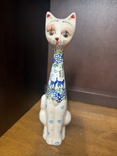 Uno Alla Volta Cat Figurine Polish Pottery Handpainted Unikat 10” picture