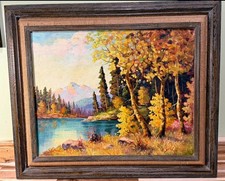 Rare Leonard Lopp Original Oil Painting Of Glacier National Park Vintage picture