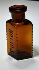 Antique Poison Bottle 3-1/2 Amber Tri Shape Eli Lilly 1850 picture