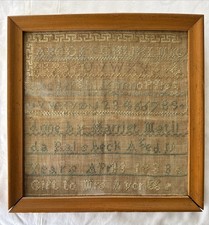 ANTIQUE 1838 MARRIET MATIL ALPHABET EMBROIDERY NEEDLEWORK SAMPLER picture
