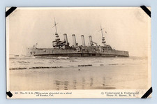 RPPC 1918. USS MILWAUKEE STRANDED ON A SHOAL OFF EUREKA, CAL. POSTCARD A1 picture