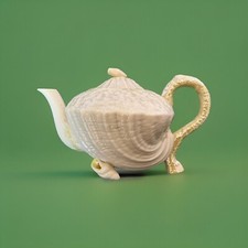 VTG.BELEEK IRELAND TEAPOT&LID NEPTUNE YELLOW PATERN picture