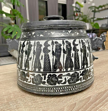 Pyxis Persepolis Mural Stoneware Solid Stone Carved Container Urn Canister Crock picture