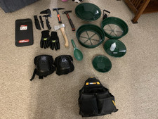 Gold Panning Kit 11 pcs, Tools, Knee pads, gloves, Hatchet, Knife, Hammers lot picture
