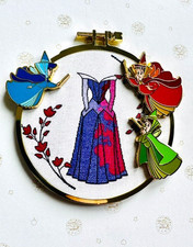 Disney PALM Sidekicks Cross Stitch Jumbo Pin Flora, Fauna & Merryweather LE 500 picture