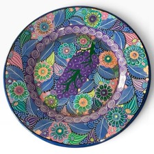 Vintage Hand Painted Signed Talaquepaque Peacock Pottery Wall Charger Plate 16” picture