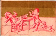 Vintage 1880's Mac Collin Opera Comique Child & Doggie Victorian Trading Card picture