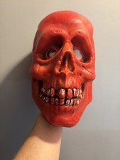 Original 1967 Don Post Studios Vermillion Skull Halloween Mask. picture