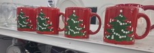 Vintage Waechtersbach Christmas Tree Red Mugs 4 West Germany Holiday Coffee Cups picture