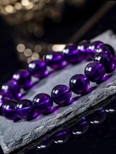 14mm Natural Amethyst Quartz Purple Uruguay Round Beads Woman Man Bracelet AAAA picture