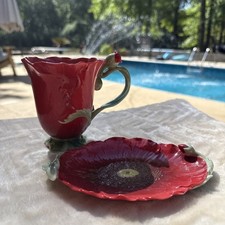 Franz Porcelain Collection Red Poppy Mug FZ01046 & Saucer FZ01041 picture