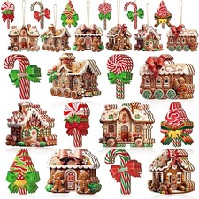Roowest 36 Pcs Christmas Gingerbread House Ornament Set Wood Christmas Tree O... picture