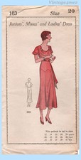 Own Name 103: 1930s Uncut Misses Dinner Dress Sz 38 Bust Vintage Sewing Pattern picture