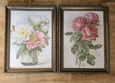 Antique Paul De Longpre Framed Pictures, Roses And Cluster Of Peonies, 1895 picture