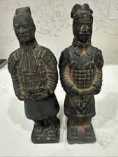 Chinese Terra Cotta Warrior Figurines Vintage Asian Soldier Statues picture
