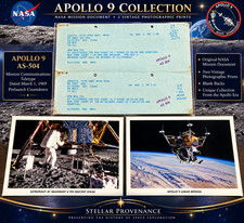 Apollo 9 NASA 1969 AS-504 Prelaunch Teletype + 2 Vintage Space Photo Prints picture