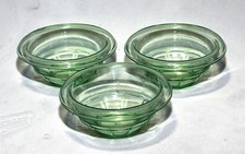 3 Vintage Hazel Atlas Green Uranium Depression Glass Rest-Berry Bowls 3 Bowl picture