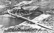New York City NY ~ TRIBORO BRIDGES Queens~Bronx~Manhattan  AERIAL VIEW  Postcard picture