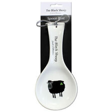 Ceramic Spoon Rest With Black Sheep Design picture