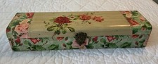 Antique Celluloid Vanity Or Glove Box, Roses, Leaves, Flowers, Inside Is Damaged picture