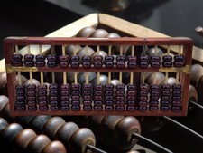 Vintage Shanghai Chinese Suanpan Wood Abacus 15 Rod 105 Bead Brass Factory #4 picture