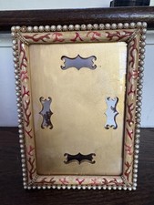 Jay Strongwater Coral Cream/Red Enamel Photo Frame Marbled/Edged w/Faux Pearls picture