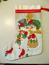 Vintage Candamar Designs Inc Needlepoint Christmas Stocking Snowmen - 50214 picture