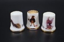 Norman Rockwell THIMBLES Set of 3 Gorham Fine China Limited Edition USA picture