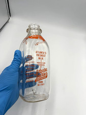 Vintage Atlanta Dairies Cooperative 1 Quart Milk Bottle Atlanta GA ACL Pyro picture
