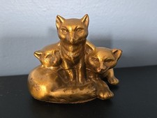BRONZE FOX FIGURE SCULPTURE Vintage Jennings Brothers 3 Cubs Foxes Sign JB 1432 picture