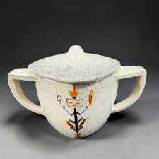 Vintage Loma New Mexico Pottery Lidded Sugar Bowl Container Kachina Folk Art picture