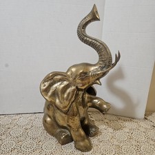 Vintage XL Solid Brass Elephant Statue 19.5