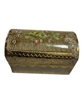 Vintage Coppini Ugo Small Wooden Trinket Box Jewelry Hand Painted Velvet Lined picture