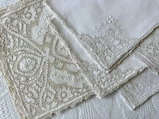 4 Vintage Italian Table Mats +4 Serviettes Punto Tirato Lace Drawnwork LINEN picture