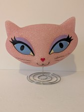 Vintage Melted Plastic Popcorn Pink Cat Face Retro Heart Nose Table Display 8 In picture