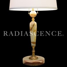 FRENCH ART DECO NEOCLASSICAL GREEN MAROON ONYX MARBLE BRONZE TABLE LAMP 1930 picture