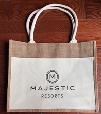 Majestic Resorts Burlap Tote Shoulder Bag Beach Tan Pool Hotel NEW picture