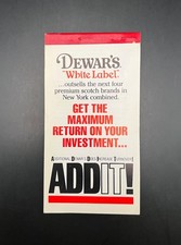 Dewars White Label Scotch Whisky ADDIT Salesperson Notepad - 1985 - NOS - Rare picture