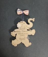 Extremely Rare 1936 GOP National Convention Wood Elephant with American Flag 1/1 picture