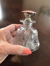 Antique Cut Glass Perfume Bottle Sterling Silver Guillicoch Enameled Stopper picture